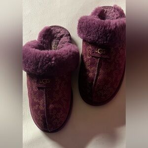 UGG Plum and Gold Dotted Slippers
